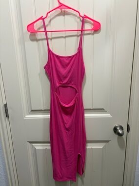Hot Pink Cutout Midi Dress